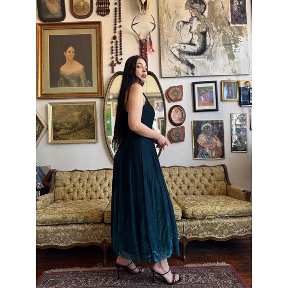 Rare 80s Vintage All That Jazz Metallic Blue Dress Size Medium - Picture 4 of 6